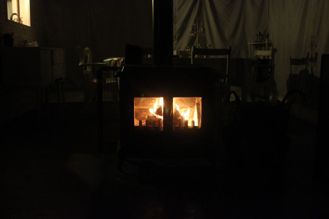 A wood burning stove